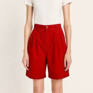Liz Claiborne Liz Sport 90s red pleated chino mom shorts size 6 100% cotton